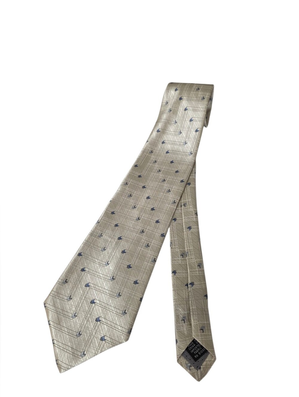 Puritan Classic Beige Patterned Men's Tie - Beige with Navy Accent